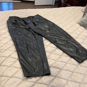 Women's High-Rise Faux Leather Tapered Ankle Pants - A New Day™ Black 14